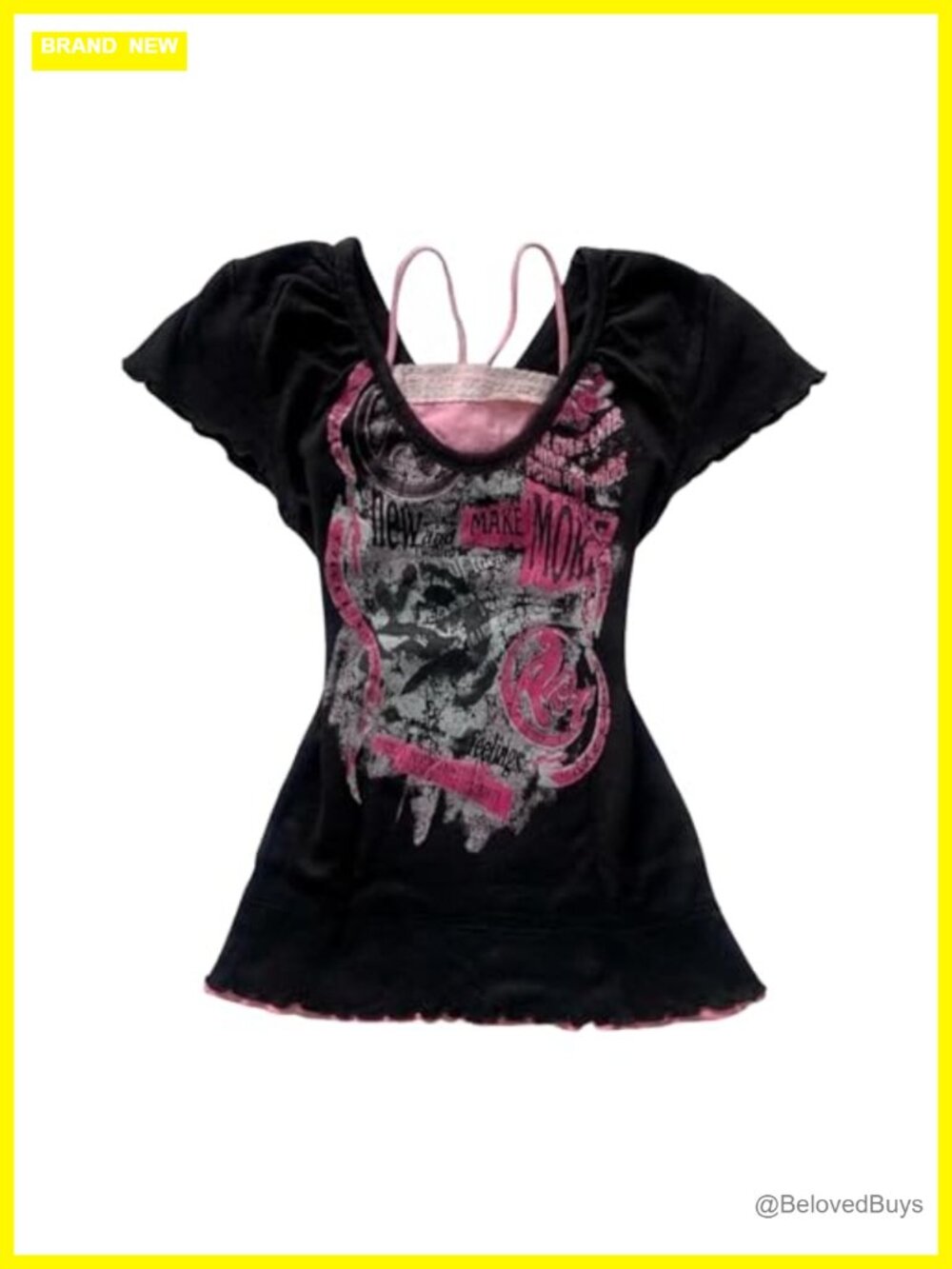 Y2K Vintage Graphic Baby Tee Short Sleeve Alt Grunge Emo Top